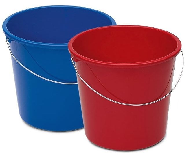 Plastspand 5 liter, rød blå, køb til 16.70 DKK Billigkoste.dk