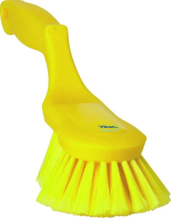 Ergonomisk håndbørste, blød, spaltede filamenter flere farver.