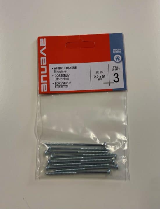 Afbryderskrue 2,9 X 51 mm. 10stk.